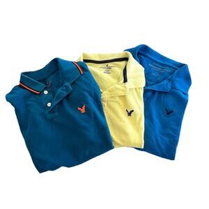 Three American Eagle Outfitters Polo Shirt Mens Shirts Lot of 3 Y2K Size Large